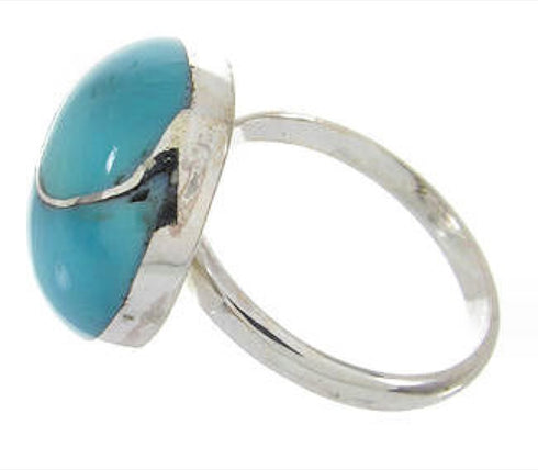 Silver Southwestern Turquoise Inlay Ring Size 5-1/2 YS63531